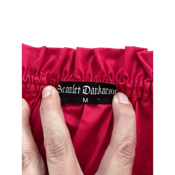 Scarlet Darkness Renaissance Corset Style Full Sleeve Ruffled Neck Red Top M - Picture 4 of 9